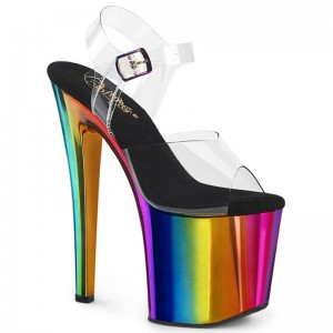 Multicolor / Clear Pleaser Enchant-708RC Women's Platform Heels Sandals | AU KXSIVBZ