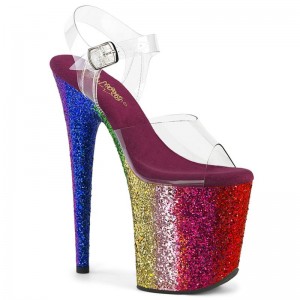 Multicolor / Clear Pleaser Flamingo-808RBG Women's Platform Heels Sandals | AUSTRALIA FSAMC