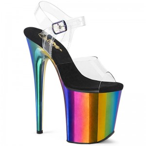 Multicolor / Clear Pleaser Flamingo-808RC Women's Platform Heels Sandals | AU RQATXGB