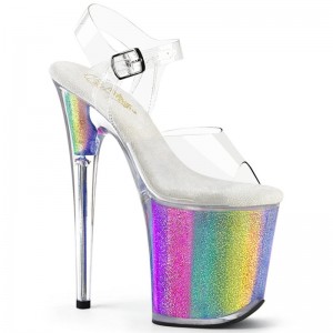 Multicolor / Clear Pleaser Flamingo-808RG-01 Women's Platform Heels Sandals | AU EUAVYQB