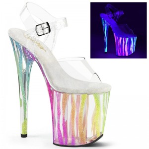 Multicolor / Clear Pleaser Flamingo-808RG-03 Women's Platform Heels Sandals | AU LWIDOKT