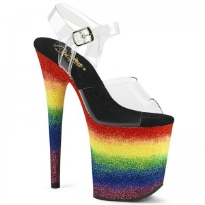 Multicolor / Clear Pleaser Flamingo-808RG-04 Women's Platform Heels Sandals | AUSTRALIA CEROQ