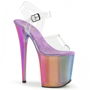 Multicolor / Clear Pleaser Flamingo-808RMT Women's Platform Heels Sandals | AU QPJSFVR