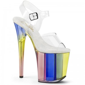 Multicolor / Clear Pleaser Flamingo-808RT Women's Platform Heels Sandals | AU GOIVDBJ