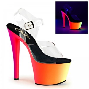 Multicolor / Clear Pleaser Rainbow-308UV Women's Platform Heels Sandals | AUSTRALIA SMWDC