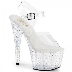 Multicolor / Clear Pleaser Stardance-708 Rhinestones Women's Platform Heels Sandals | AUSTRALIA NPXZR