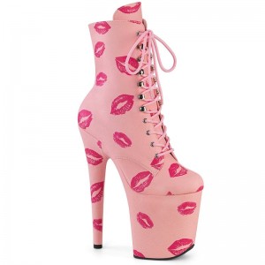 Pink Pleaser Flamingo-1020KISSES Vegan Leather Women's Heels Boots | AU JNISBGK