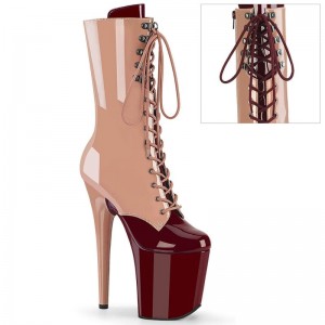 Pink / Burgundy Pleaser Flamingo-1054DC Women's Heels Boots | AUSTRALIA LWUKT