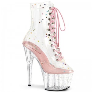 Pink / Clear Pleaser Adore-1020C-2 Women's Heels Boots | AU GDLAZXC