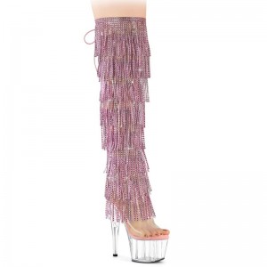 Pink / Clear Pleaser Adore-3019C-RSF Women's Thigh High Boots | AUSTRALIA ILAZD