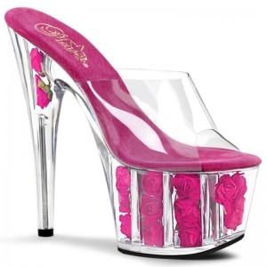 Pink / Clear Pleaser Adore-701FL Women's Platform Slides | AU PIOJWFH