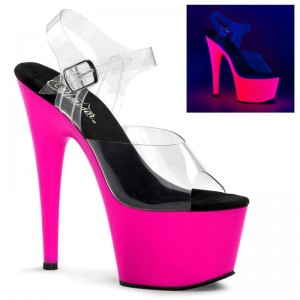 Pink / Clear Pleaser Adore-708UV Women's Platform Heels Sandals | AU OHXCYWR