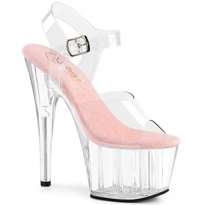 Pink / Clear Pleaser Adore-708 Women's Platform Heels Sandals | AU GRUBJXI