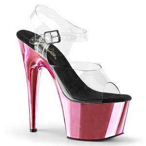 Pink / Clear Pleaser Adore-708 Women's Platform Heels Sandals | AUSTRALIA QYRGX