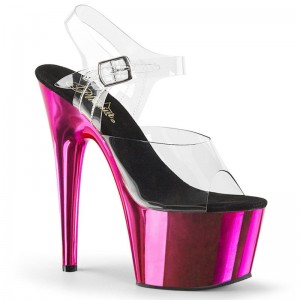 Pink / Clear Pleaser Adore-708 Women's Platform Heels Sandals | AU DHCZTJE