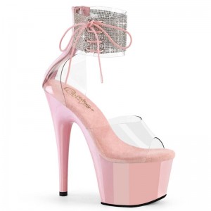 Pink / Clear Pleaser Adore-724RS Women's Platform Heels Sandals | AU YHUVZNK