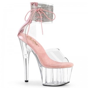 Pink / Clear Pleaser Adore-724RS Women's Platform Heels Sandals | AUSTRALIA SJWTV