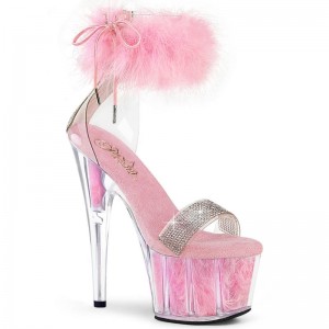 Pink / Clear Pleaser Adore-727F Women's Platform Heels Sandals | AU UDSLHYQ