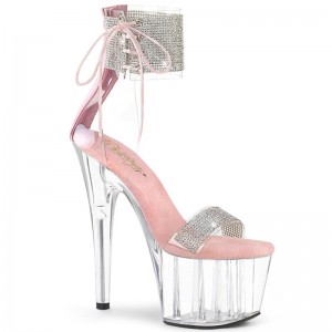 Pink / Clear Pleaser Adore-727RS Women's Platform Heels Sandals | AU DGFOMHJ