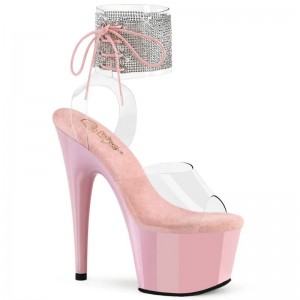 Pink / Clear Pleaser Adore-791-2RS Women's Platform Heels Sandals | AU YPXDEFN