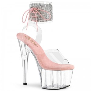 Pink / Clear Pleaser Adore-791-2RS Women's Platform Heels Sandals | AUSTRALIA VEAPI