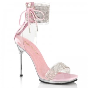 Pink / Clear Pleaser Chic-47 Women's Heels Sandals | AUSTRALIA JGVCH