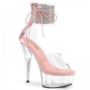 Pink / Clear Pleaser Delight-624RS Women's Platform Heels Sandals | AU QJNWKYT