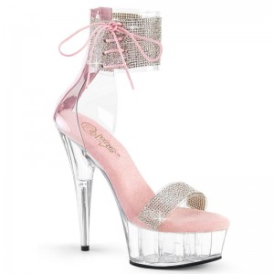 Pink / Clear Pleaser Delight-627RS Women's Platform Heels Sandals | AU ZEOATQJ