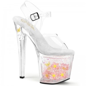 Pink / Clear Pleaser Enchant-708AQUA-01 Women's Platform Heels Sandals | AUSTRALIA NOJDZ