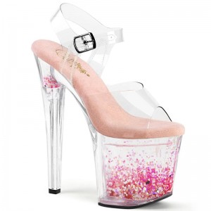 Pink / Clear Pleaser Enchant-708AQUA-03 Women's Platform Heels Sandals | AUSTRALIA KDJBN