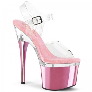 Pink / Clear Pleaser Esteem-708 Women's Platform Heels Sandals | AU GJDELZS