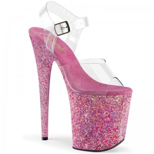 Pink / Clear Pleaser Flamingo-808CF Women's Platform Heels Sandals | AU VHSEFZA