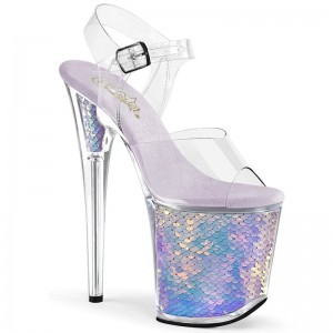 Pink / Clear Pleaser Flamingo-808MC Women's Platform Heels Sandals | AUSTRALIA RGHSF