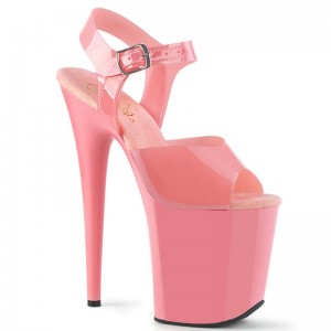 Pink / Clear Pleaser Flamingo-808N Women's Platform Heels Sandals | AU ABVZEYH