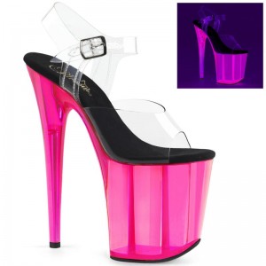 Pink / Clear Pleaser Flamingo-808UVT Women's Platform Heels Sandals | AUSTRALIA JSZMO