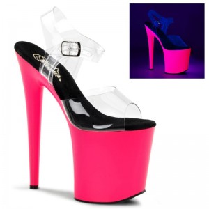 Pink / Clear Pleaser Flamingo-808UV Women's Platform Heels Sandals | AUSTRALIA LTACW