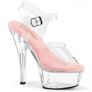 Pink / Clear Pleaser Kiss-208 Women's Platform Heels Sandals | AUSTRALIA KQFSE