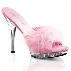 Pink / Clear Pleaser Lip-101-8 Women's Platform Slides | AU KQEHDJO