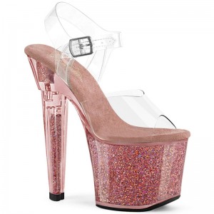 Pink / Clear Pleaser Lovesick-708SG Women's Platform Heels Sandals | AU PQMNYBS