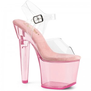 Pink / Clear Pleaser Lovesick-708T Women's Platform Heels Sandals | AUSTRALIA RPEJD