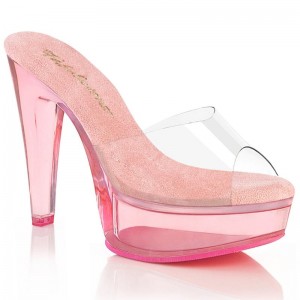 Pink / Clear Pleaser Martini-501 Women's Platform Slides | AUSTRALIA YBSIT