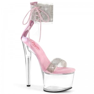 Pink / Clear Pleaser Passion-727RS Women's Platform Heels Sandals | AUSTRALIA CBJAM