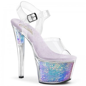 Pink / Clear Pleaser Sky-308MC Women's Platform Heels Sandals | AU GVWZPFK