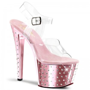 Pink / Clear Pleaser Stardust-708 Women's Platform Heels Sandals | AUSTRALIA MCXHY