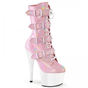 Pink / White Pleaser Adore-1046TT Women's Heels Boots | AU GJISLND