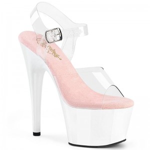 Pink / White Pleaser Adore-708 Women's Platform Heels Sandals | AU BNWVGMS