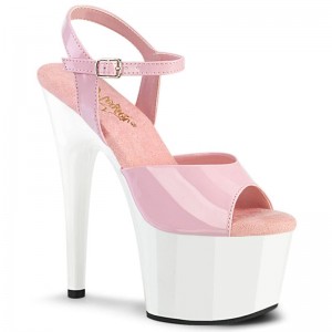 Pink / White Pleaser Adore-709 Women's Platform Heels Sandals | AUSTRALIA LVOXW