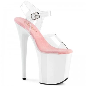 Pink / White Pleaser Flamingo-808 Women's Platform Heels Sandals | AUSTRALIA SQHWP