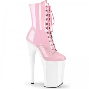 Pink / White Pleaser Infinity-1020 Women's Heels Boots | AU IHEOARK