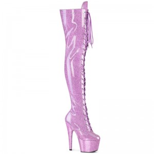 Purple Pleaser Adore-3020GP Glitter Women's Thigh High Boots | AU ZGRNWPT